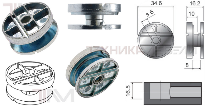 24035 Муфта стяжки кроватной SPIRAL Ø 35 мм